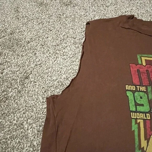 Bob Marley Jammin Zion 1978 Tour Brown Medium Tshirt cut Sleeves - Picture 3 of 8